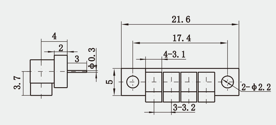 SSMP Female Right Angle Flange Mount Full Detent RF Connectors With 4 Interfaces