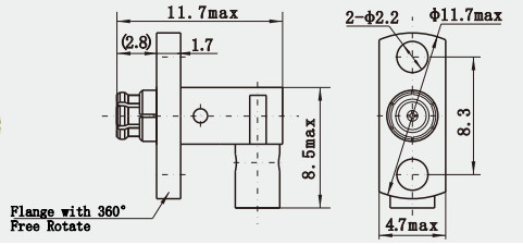 SMP Female Right Angle 2-hole Flange RF Connector for CXN3506/MF108A Connector