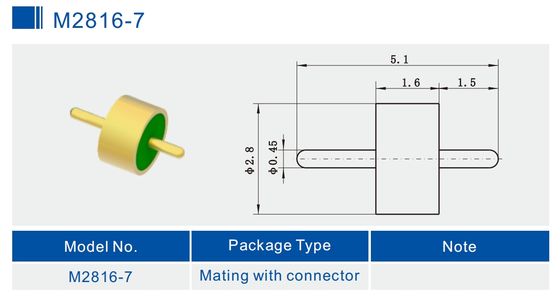 Full Radius Glass To Metal Seal Connectors RF feedthrus for Hermetic Packaging M2816-7
