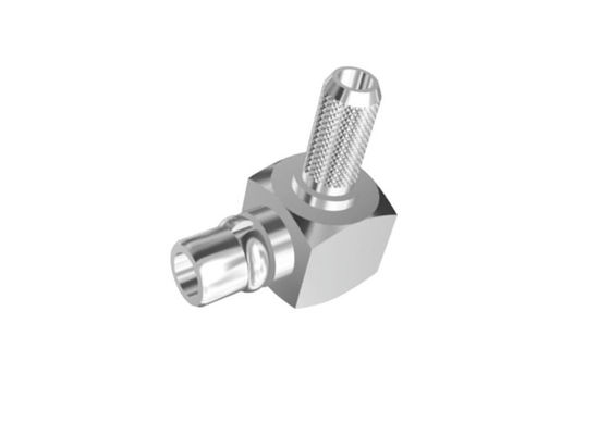 Male Right Angle MMCX RF Connector Copper Alloy Nickel Plating for Cable RG316