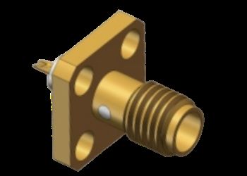 ขั้วต่อ RF โคแอกเซียล SSMA ตัวเมียตรงแบบ 4 รู ติดตั้งหน้าแปลน Microstrip พร้อม Solder Cup