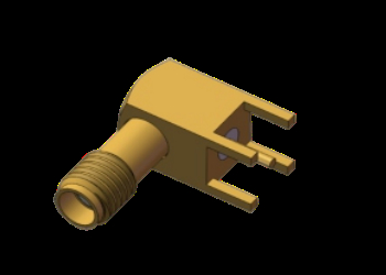 มุมขวา SSMA / มินิ SMA หญิง / แจ็ค RF Coax Connector 4 ขาผ่านหลุม solder PCB ถึง 18GHz