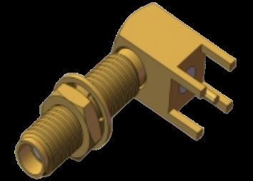 RA Bulkhead SSMA / Mini SMA ตัวเมีย / แจ็ค RF Coax Connector 4 ขา Through Hole บัดกรี PCB ​สูงสุด 18GHz