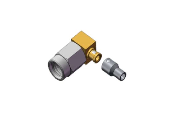 ขั้วต่อ RF SMA Mini มุมฉากตัวผู้ SSMA 50 โอห์ม 3GHz พร้อมสายเคเบิลยืดหยุ่นแบบหลายแกน