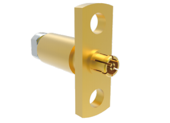 50Ω 50GHz SMPM ตัวเชื่อมต่อ RF การบินและอวกาศตัวเมียแบบหน้าแปลนตัวเมียผสมพันธุ์สำหรับสายเคเบิลสูญเสียต่ำ .086
