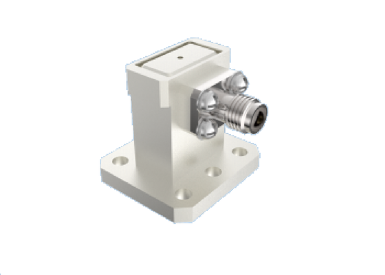 50Ω 15GHz~22GHz WR 51/BJ180 วงจรนําไปสู่ 2.92 มิลลิเมตร Adapter Ku/K Band Right Angle Structure เครื่องเชื่อม RF ท้องอากาศที่มี VSWR ต่ําและการสูญเสียการใส่ต่ํา