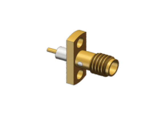 หน้าแปลน 2 รูติดโลหะผสมทองแดงมินิ SMA แจ็คตัวเชื่อมต่อ RF Coax สูงถึง 18GHz