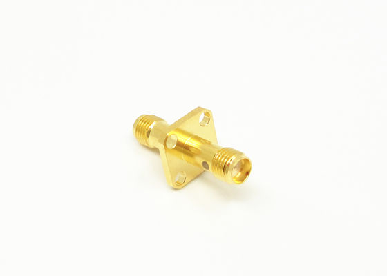 4 Hole Flange Mount SMA Connector RF / ตัวเชื่อมต่อเสาอากาศ RF ชุบทอง