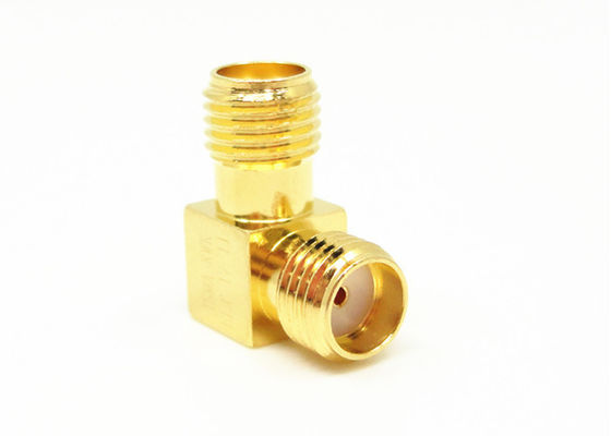 SMA ตัวเมียถึง SMA ตัวเมียมุมขวา (RA) 50Ω RF Coaxial Adapter